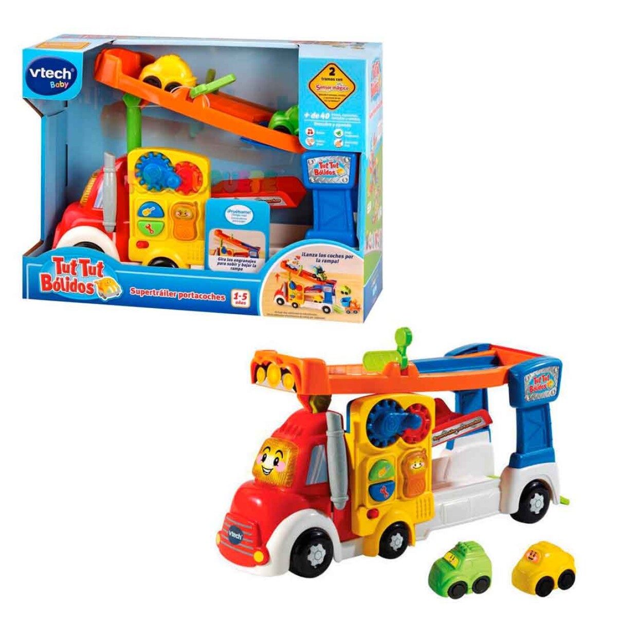 Camión porta coches Vtech con 2 mini tut tut bólidos 