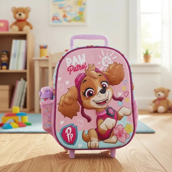 Mochila Infantil Paw Patrol 3d Con Carro 30 Cm rosado