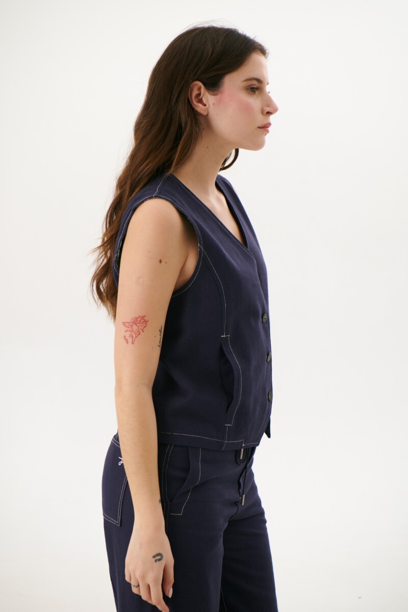 CHALECO LINO ART AZUL