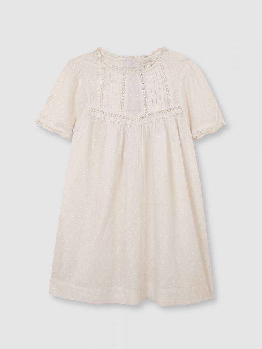 Vestido Con Tiras Bordadas Piedra