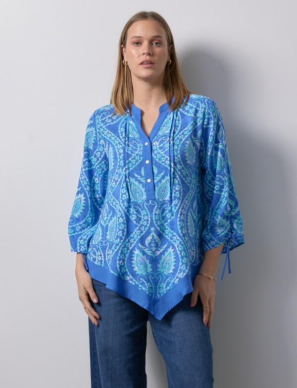 Blusa Plisado AZUL/MULTI