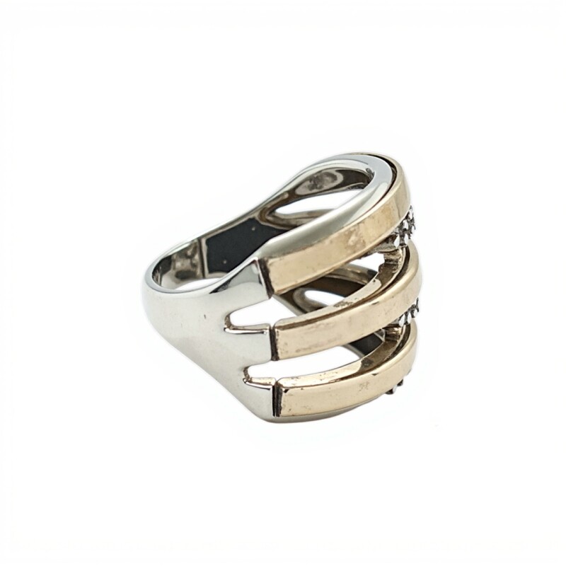 Anillo Entrelazado-Plata y Oro-Piedra Zirconia-AN5372 conpiedra