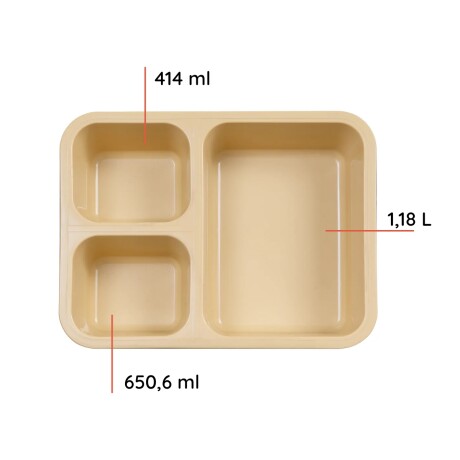 Bandeja de 3 Compartimientos de Policarbonato Beige Bandeja de 3 Compartimientos de Policarbonato Beige