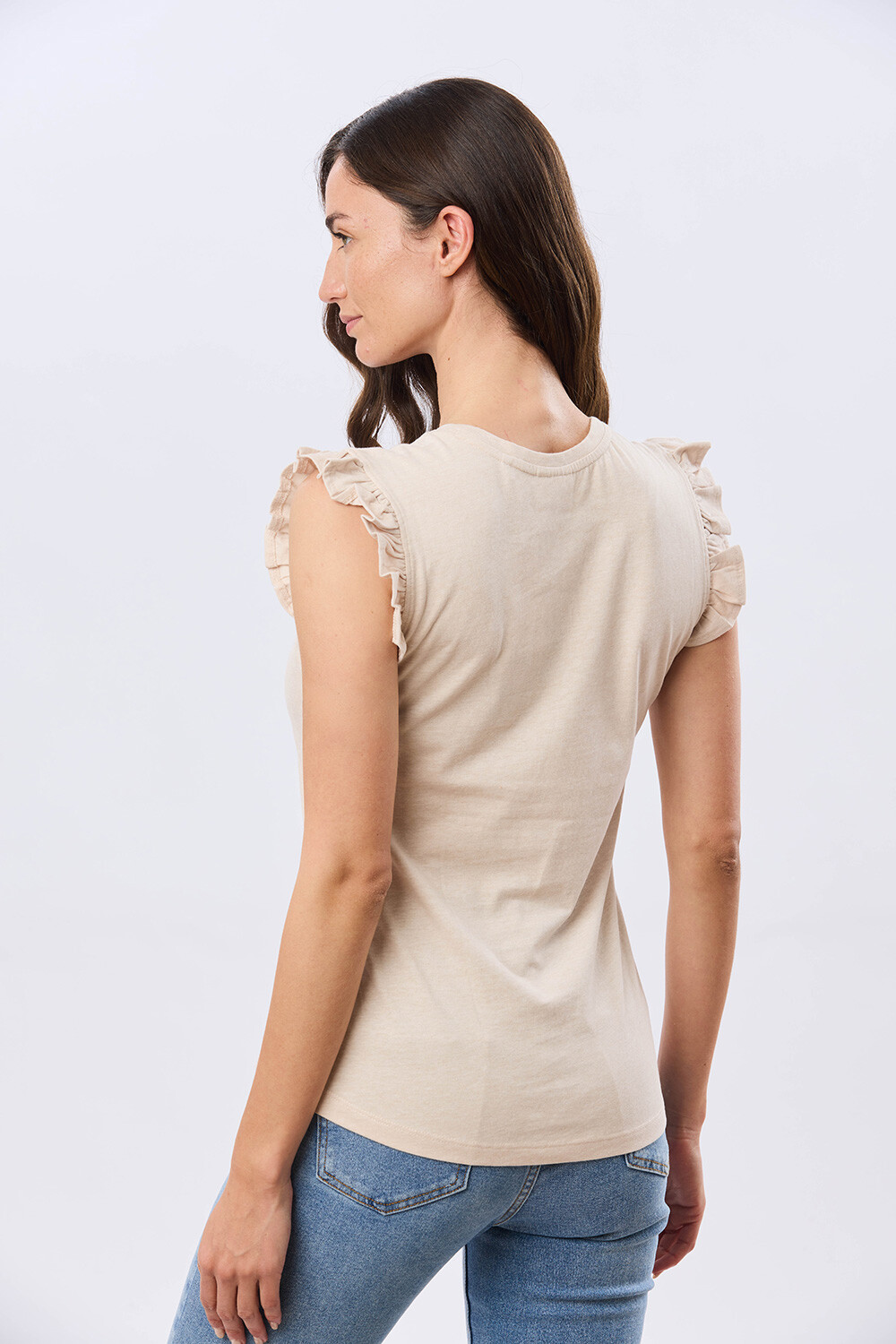 REMERA LISA DE ALGODÓN Beige