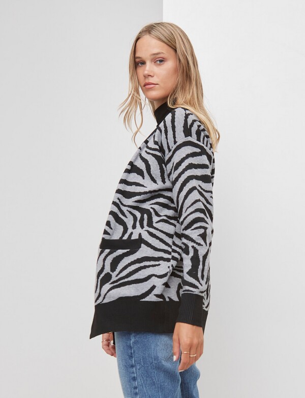 Cardigan Animal Print NEGRO/GRIS