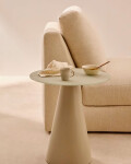 Mesa auxiliar Wilshire cristal templado glaseado y acero acabado pintado gris mate Ø50cm