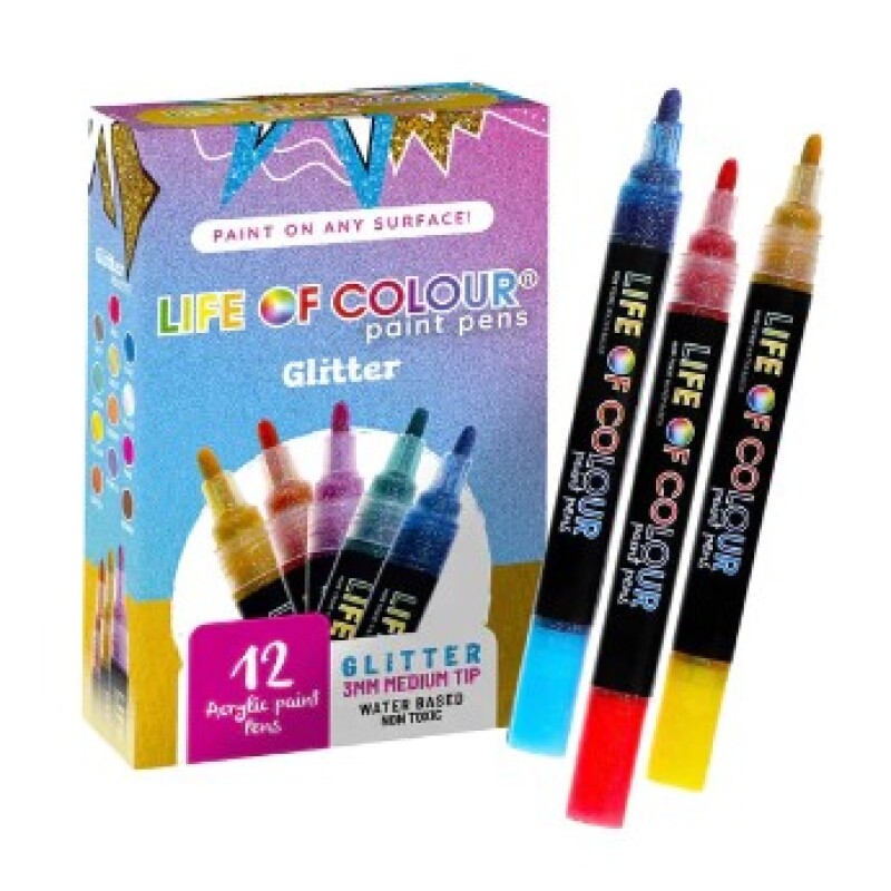 Marcadores Acrilico 3mm - x12 Glitter Life Of Colour Unica