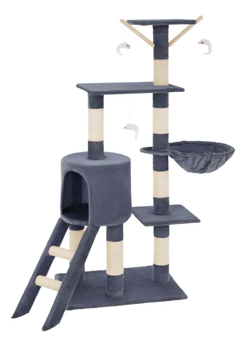 RASCADOR GATO AZUL TORRE JUEGO CAMA NIDO 5 NIVELES PISOS ESCALERA 