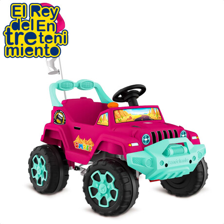 Auto Jeep Buggy Con Guia Y Pedales + Bocina y Soporte Rosa