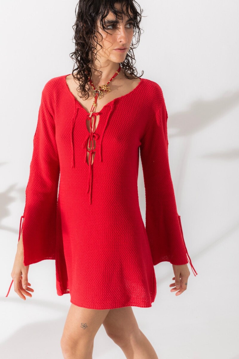 Vestido Tira Knit Rojo