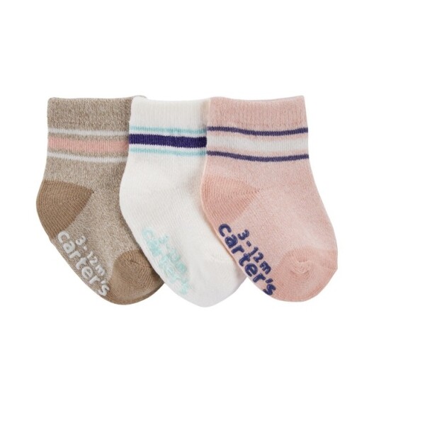 Set Medias Carters x3 Pastel franja Rosa Set Medias Carters x3 Pastel franja Rosa