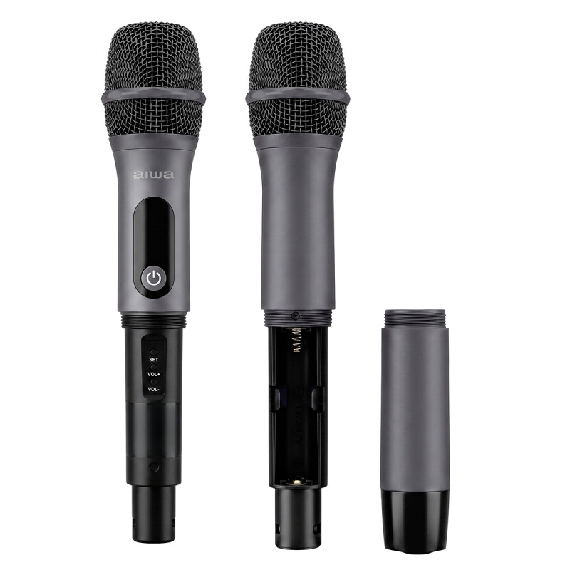 Micrófono Inalámbrico AIWA Pack x2 UHF Doble Canal Batería Recargable y Receptor | AWMK108 Micrófono Inalámbrico AIWA Pack x2 UHF Doble Canal Batería Recargable y Receptor | AWMK108