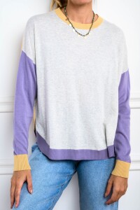 Sweater Color Block Lila