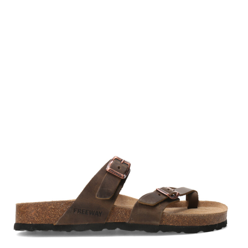 Sandalias de Mujer Freeway Casual Cork 03 Marrón Habana (Cuero Graso)