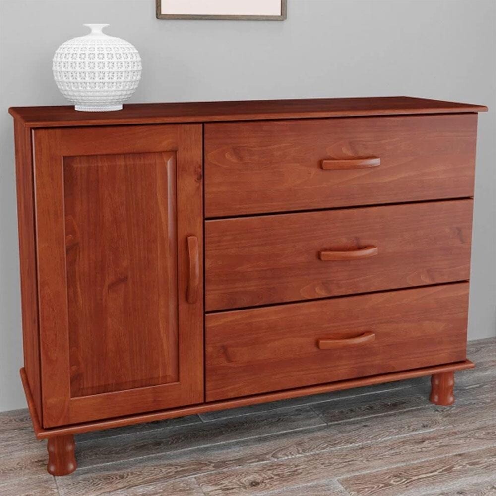 Comoda 3 Cajones 1 Puerta Madera Maciza Premium Comoda 3 Cajones 1 Puerta Madera Maciza Premium