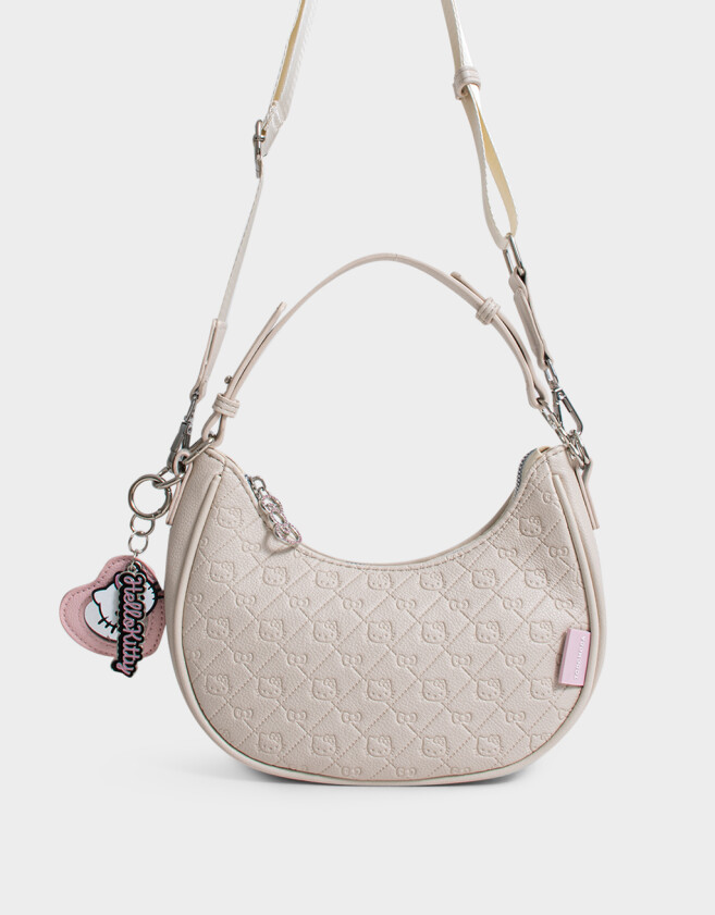 Marroquinería Licencias Cartera Con Relieve "hello Kitty" - Blanco Crema
