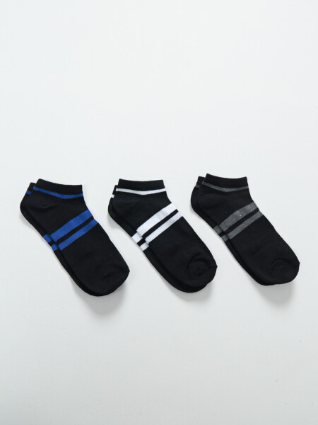 Pack x3 medias deportiva Rayas Azul Blanco Y Gris