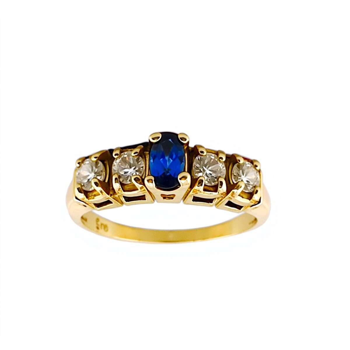 Anillo Vera-Oro Bajo-Piedra Zafiro y Zirconia-AN8131 - conpiedra 