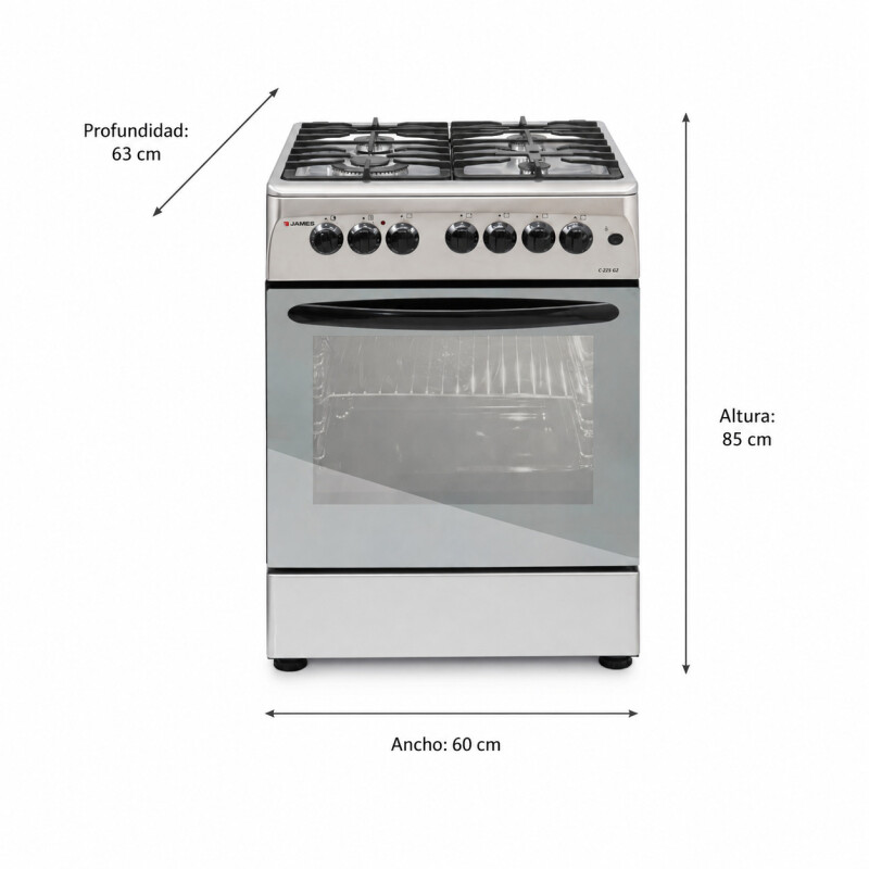 Cocina Combinada James 4 Hornallas Inox C 225 G2 - INOX (TQ) Cocina Combinada James 4 Hornallas Inox C 225 G2 - INOX (TQ)