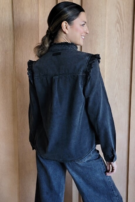 Camisa Berta Denim Negro Picado