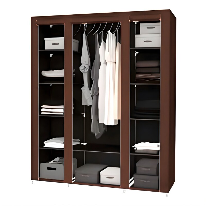 Ropero de 6 Estantes Desmontable de Caño y Tela TNT 150x45x175 Marrón