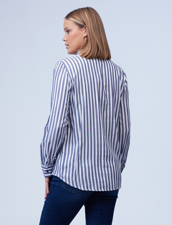 Camisa Lineas BLANCO/AZUL