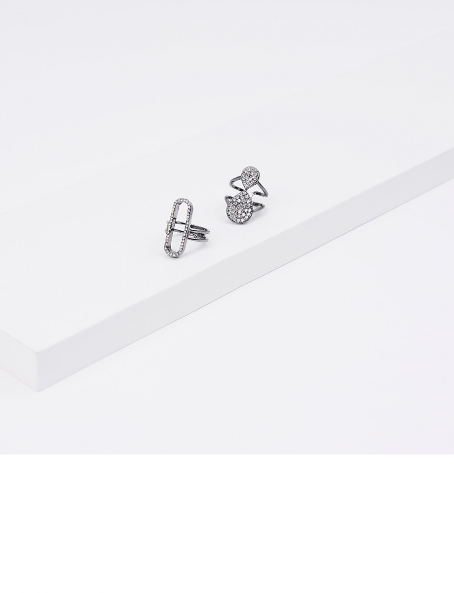 Set de anillos con strass - peltre 