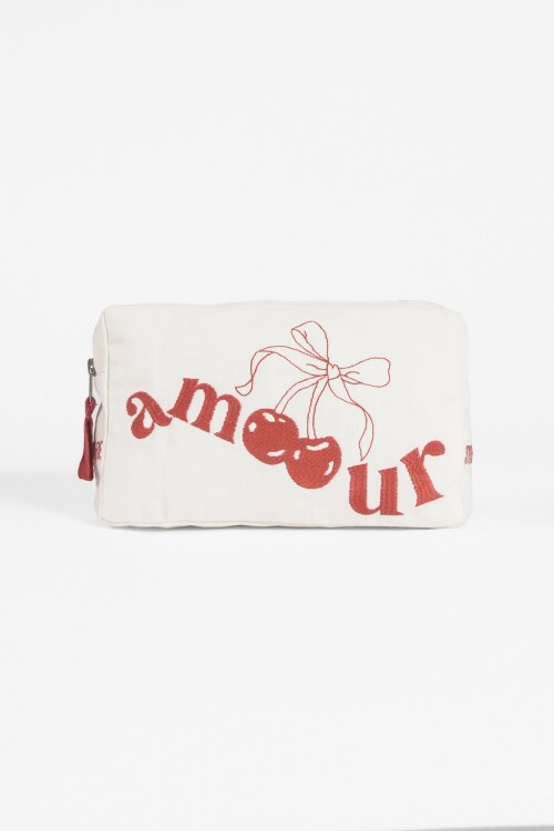 Estuche bordado amour crudo