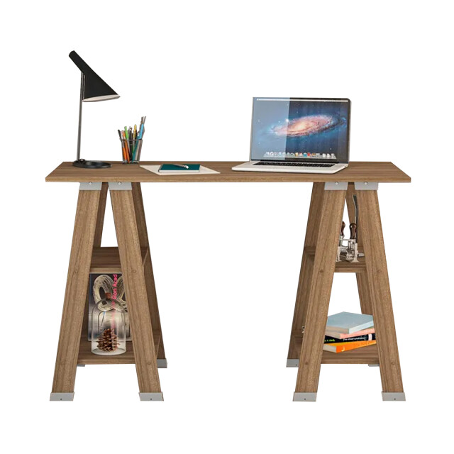 ESCRITORIO - MESA CON CABALLETES Y ESTANTES ESCRITORIO - MESA CON CABALLETES Y ESTANTES