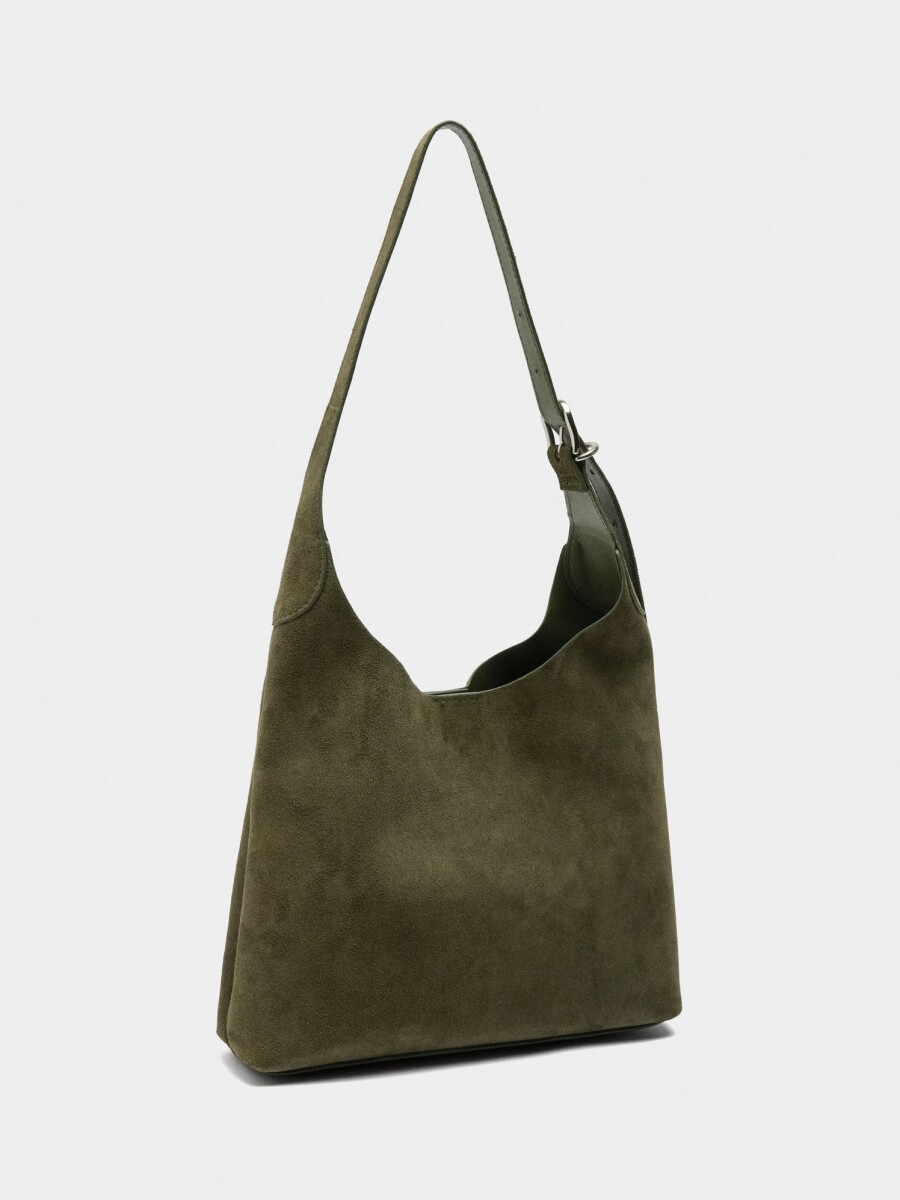 Bolso De Hombro De Piel Serraje caqui