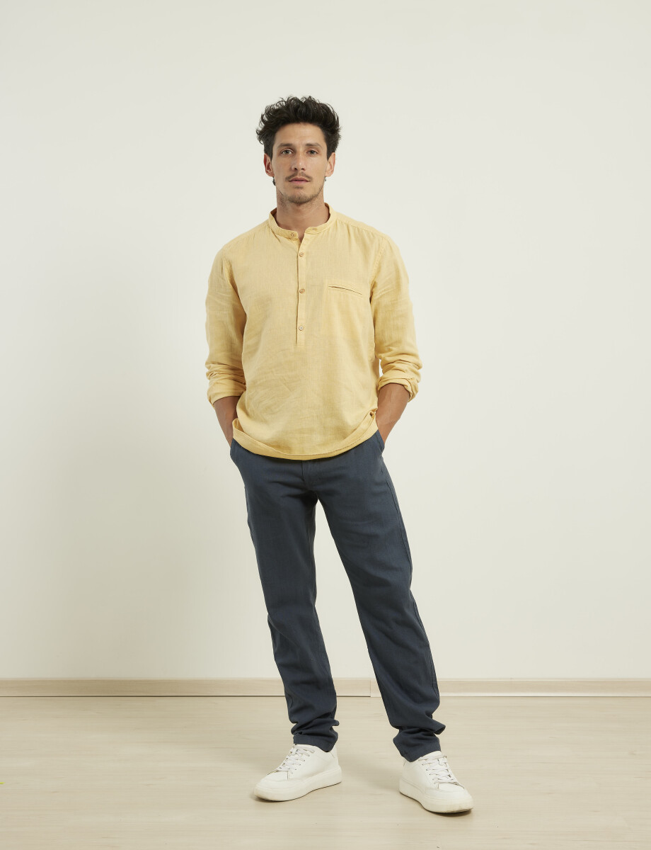 012105 CAMISA HARRINGTON LABEL DE LINO Mostaza