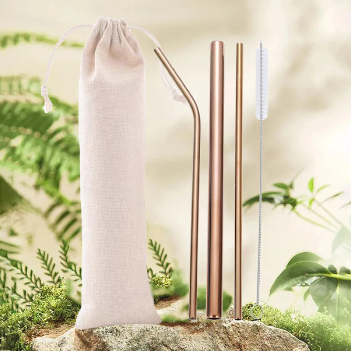 Juego De 3 Sorbitos + Bolsa + Cepillo - Oro Rosa 