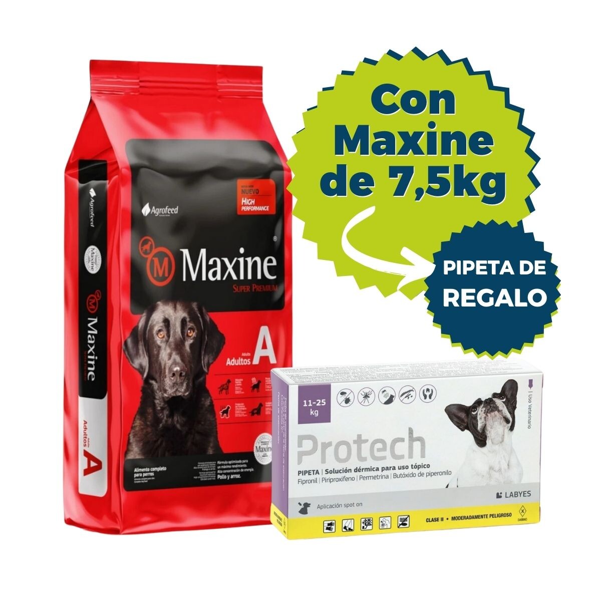 MAXINE PERROS ADULTOS 7,5 KG + PIPETA DOMINAL DE 10.1 A 25KG DE REGALO 