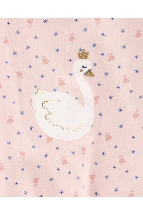Set dos piezas calza y blusa de algodón estampa cisne Sin color