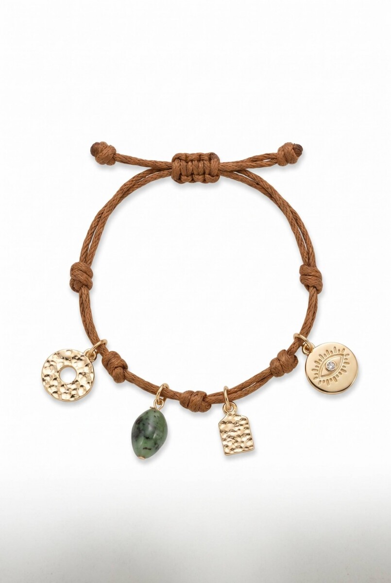 Pulsera cord dijes - dorado 