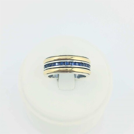 Anillo de Plata 925 con Double de Oro 18k y Circonias azules. Anillo de Plata 925 con Double de Oro 18k y Circonias azules.