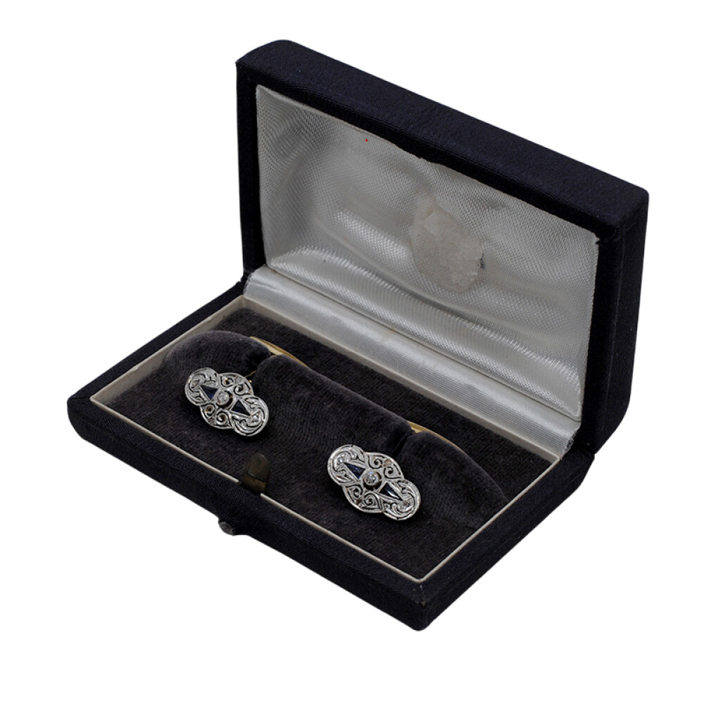 Gemelos en oro 18k brillantes , zafiros y diamantes Gemelos en oro 18k brillantes , zafiros y diamantes