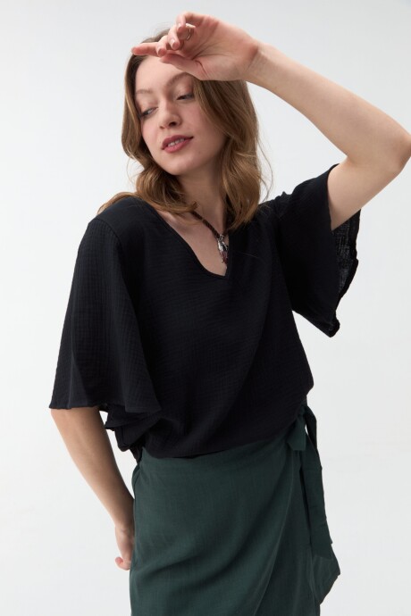 BLUSA MANGA CORTA NIGELLA Negro