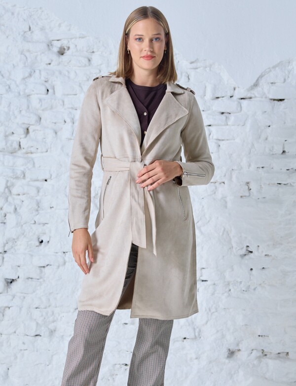 Chaqueta Larga Suede BEIGE