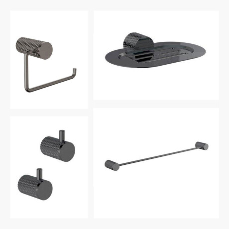 SET DE ACCESORIOS TOALLERO PORTARROLLO METAL SIGNATURE GRAFITO-GUNMETAL