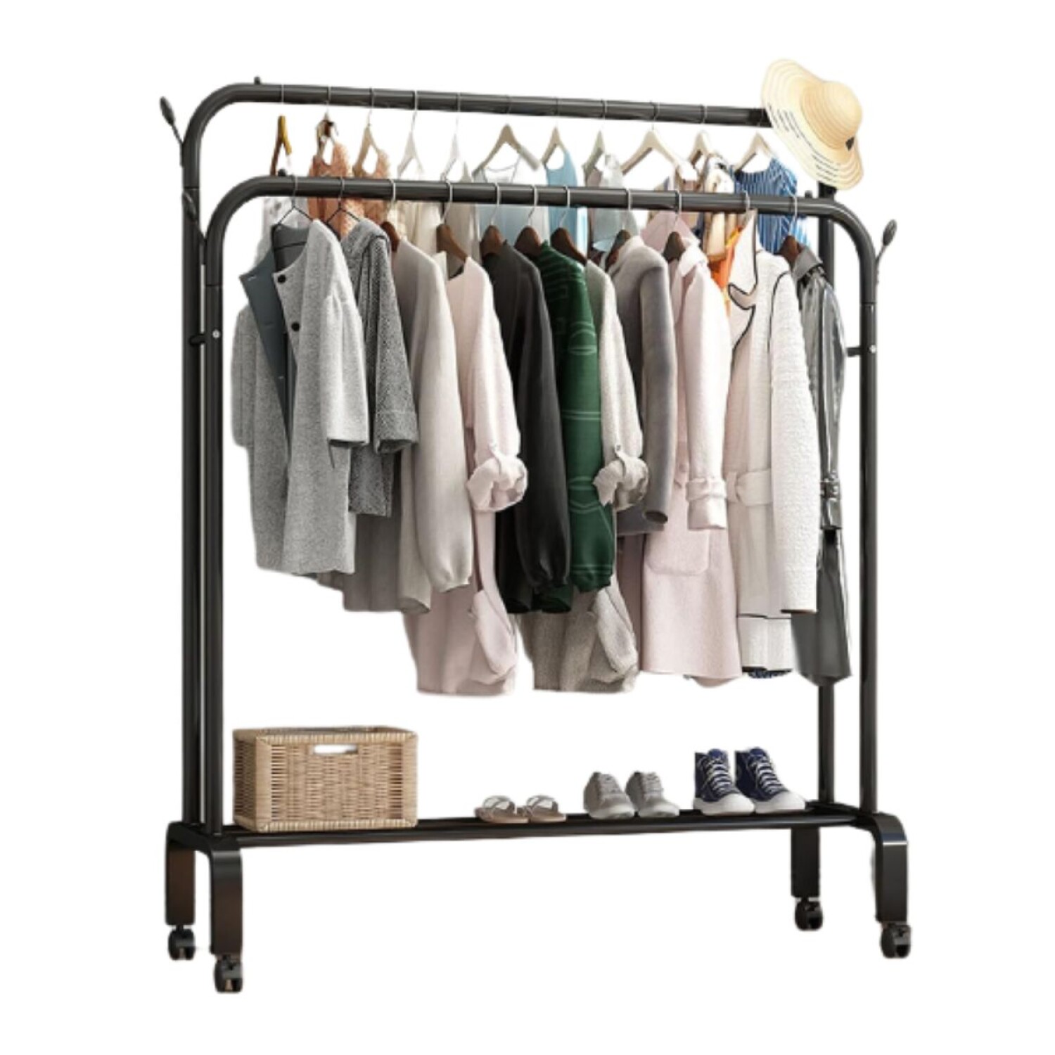 Perchero Doble Ropa Barra Acero Percha Metal Ganchos Ropero