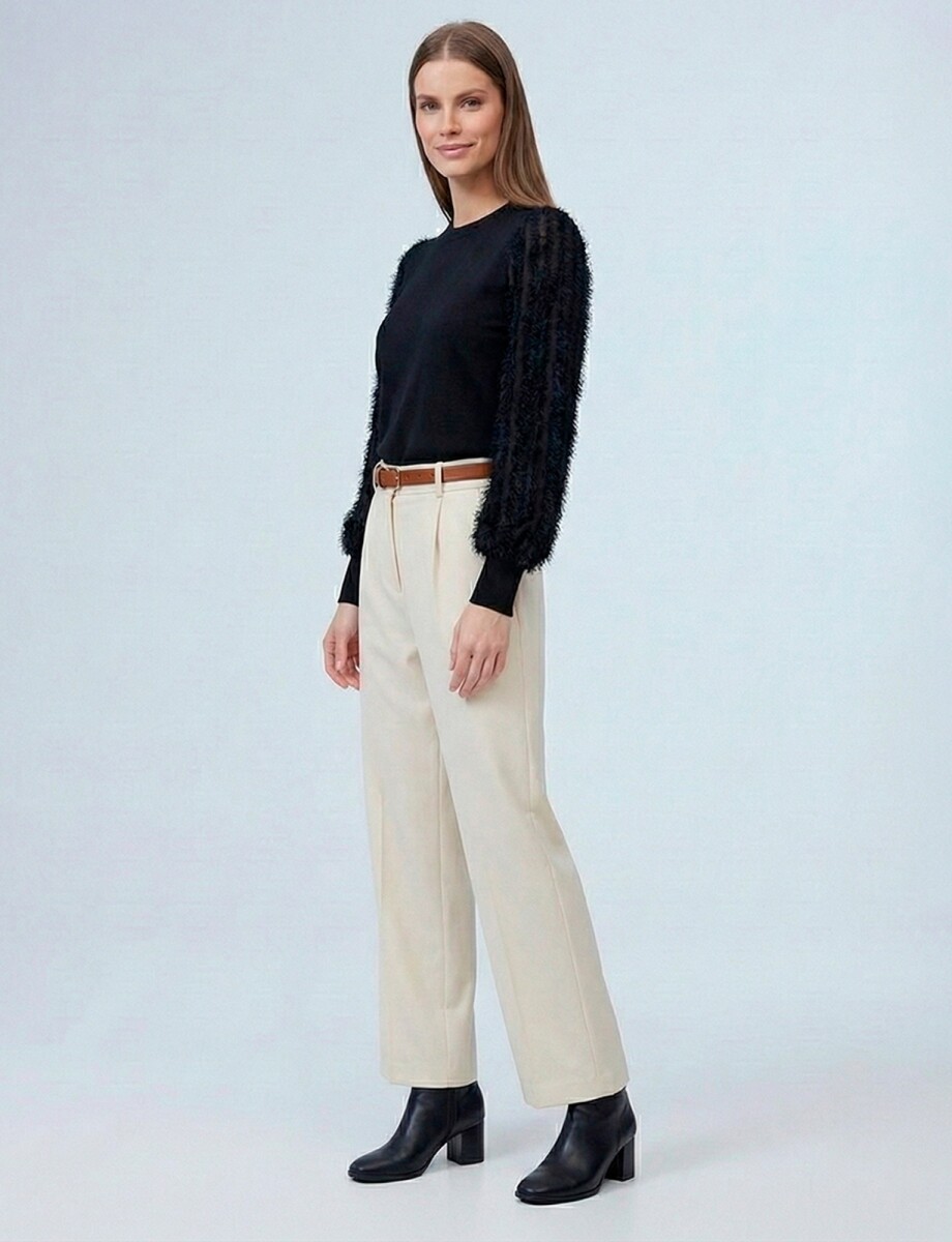 Buzo Manga Desflecada - Negro 