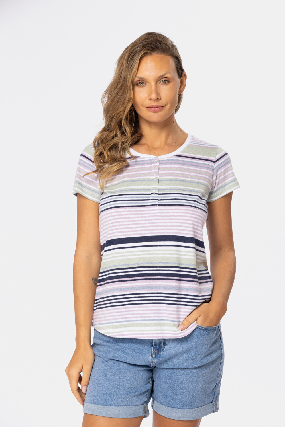 REMERA RAYADA DE ALGODÓN Blanco