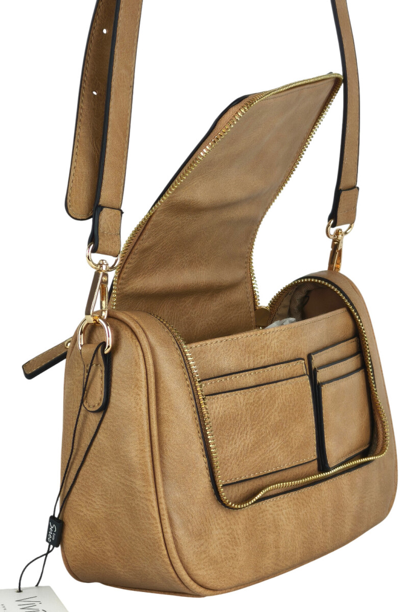 Bandolera c/tarjeteros interiores Beige