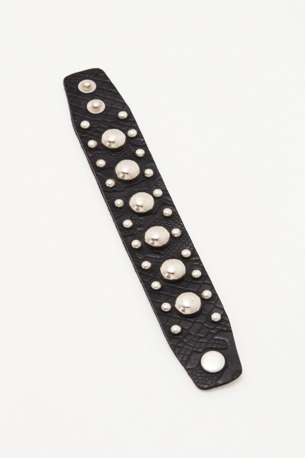 Pulsera Studs Cuero Negro