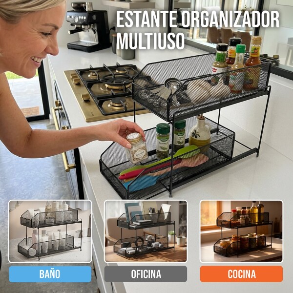 Estante Organizador Mesada Alacena Cocina 2 Cajones Multiuso Imback Color Negro Estante Organizador Mesada Alacena Cocina 2 Cajones Multiuso Imback Color Negro