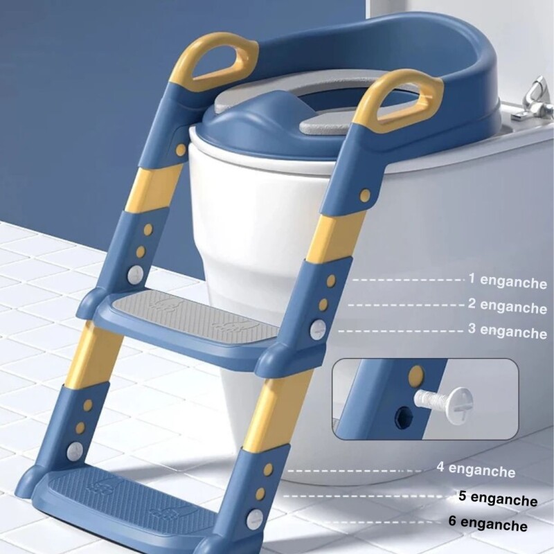 Asiento Reductor Inodoro Aprendizaje Infantil Escalera Color Azul