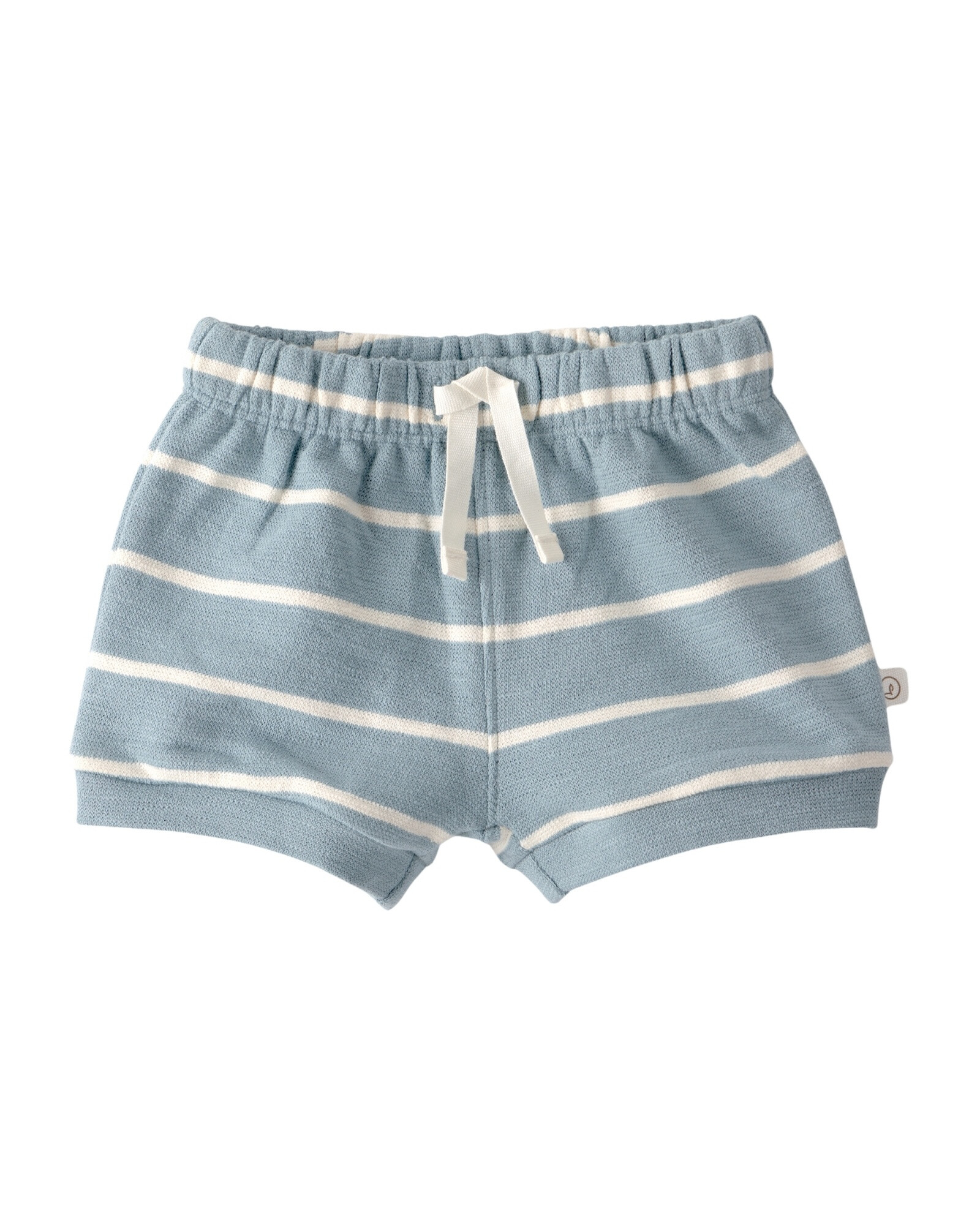 Set dos piezas de algodón orgánico, short y remera, azul y blanco, diseño a rayas Sin color