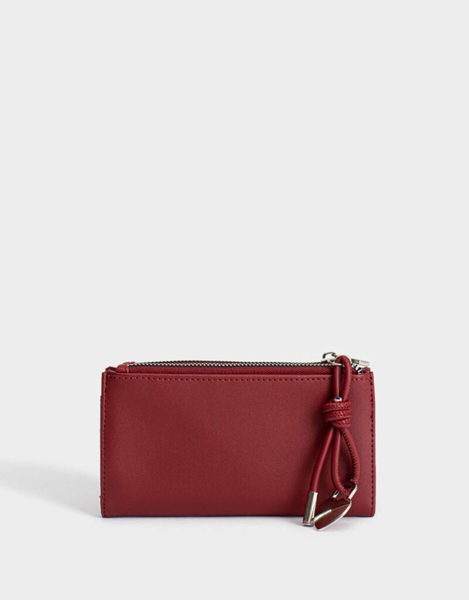 Billetera Fichero Flores - Rojo Burdeaux 