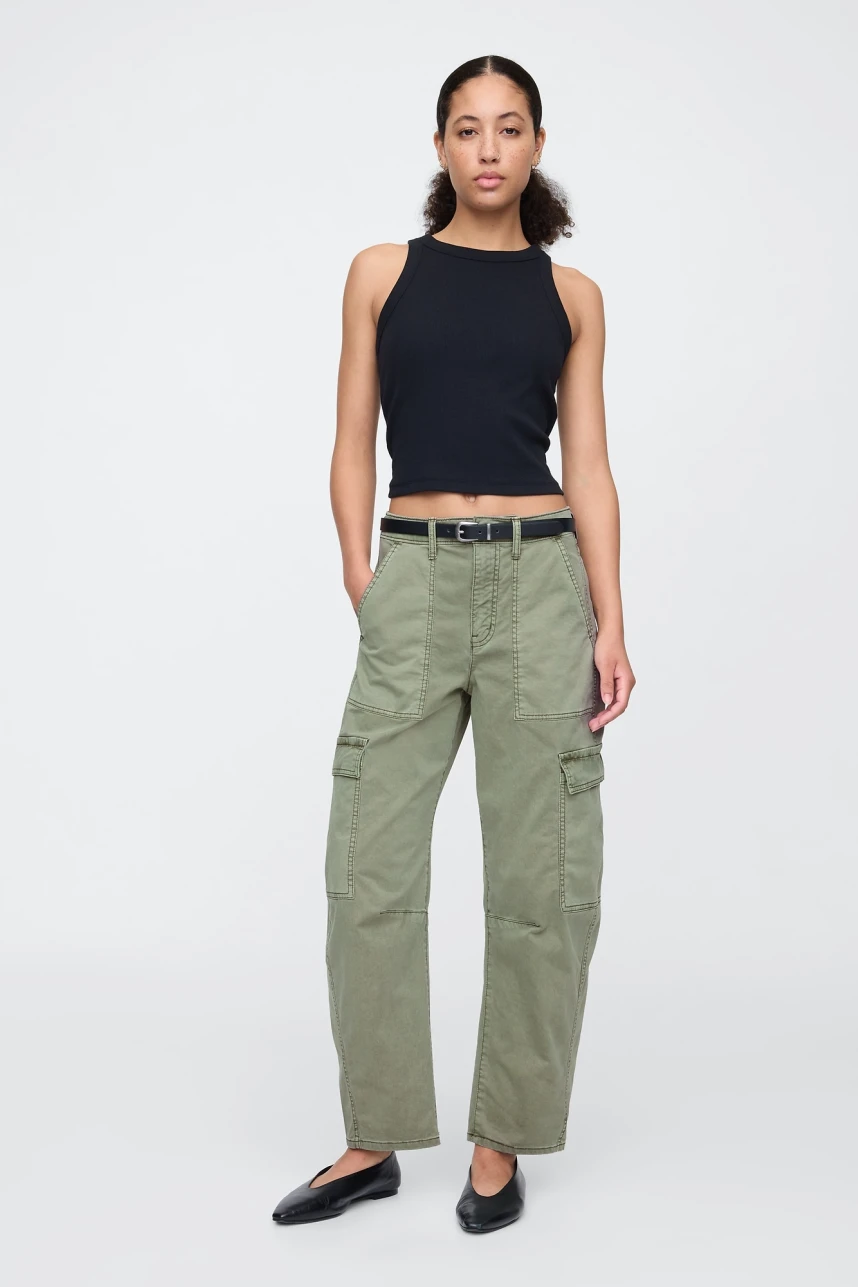 Pantalón Cargo Khaki Barrel Mujer Mesculen Green